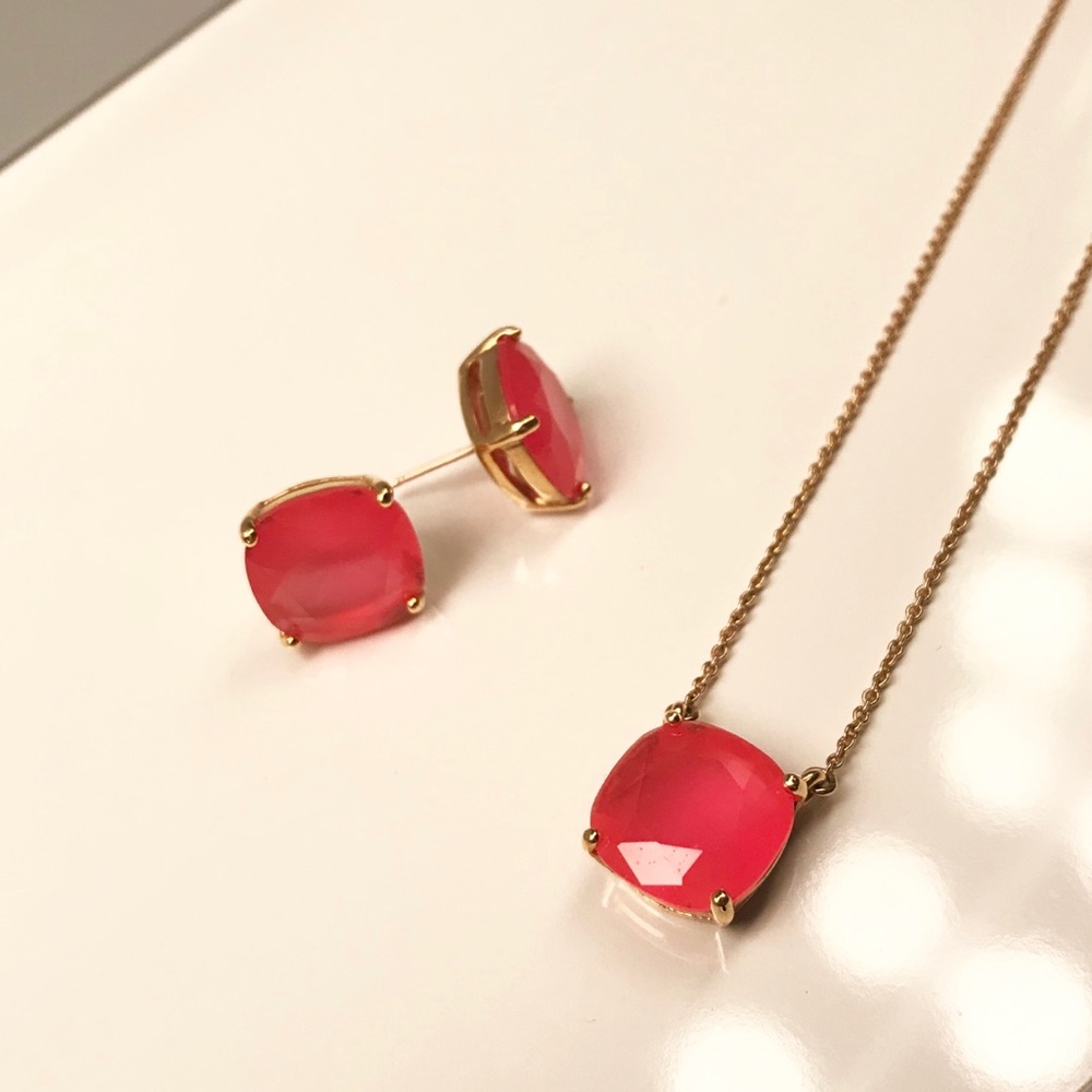 Kate Spade pink earrings & necklace